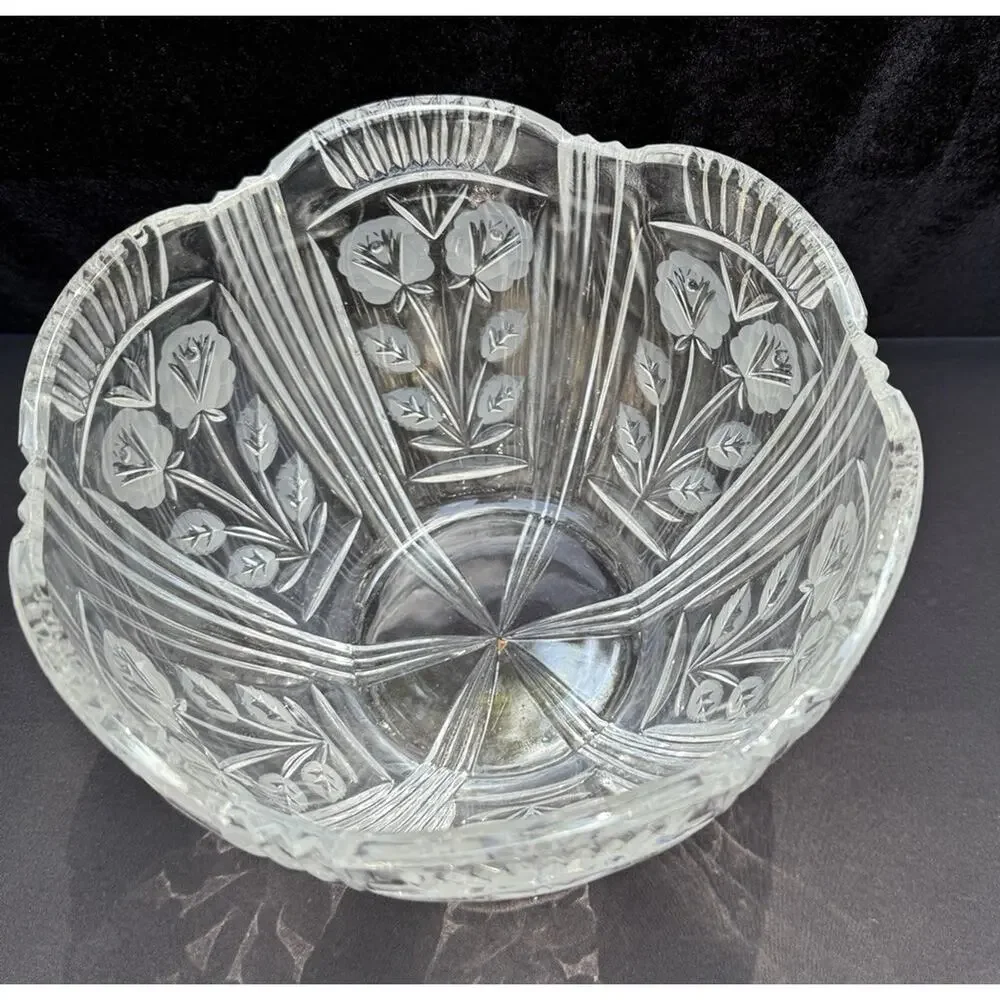 Vintage Crystal Clear Industries Darlington Lead Crystal 8” Rose Bowl EUC -C13